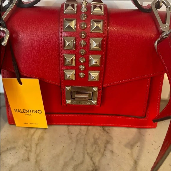 Valentino Red Crossbody Bag with silver Hardware